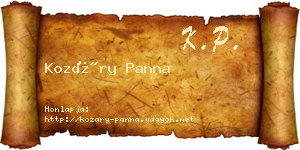 Kozáry Panna névjegykártya